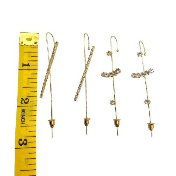 Set of 2 Gold tone ear pin cuff earrings bundle - Picture 4 of 6